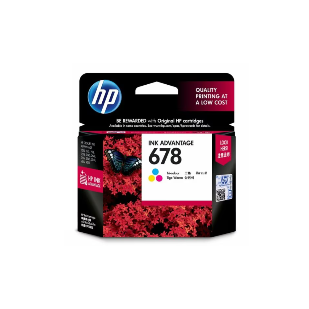 HP 678 Tri-Color Ink Cartridge (CZ108AA) – For HP DeskJet Printers - Front View
